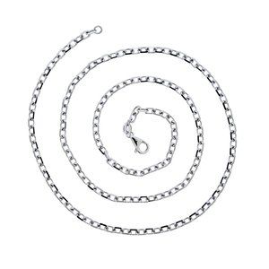 3mm Cable Rolo Link Chain Necklace 14k White Gold